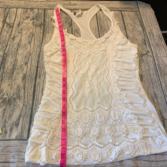 Lace Battenberg White Cami Camisole Sleeveless Fancy Figure Flattering L Large - Picture 16 of 16